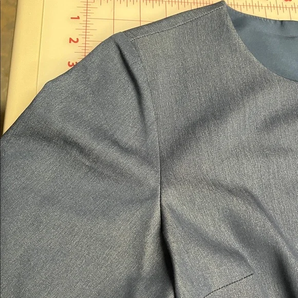 ALEX MARIE Career Old Money Preppy Flare Short SLV Wrap Skirt Navy Blue Dress 4 - Picture 7 of 16